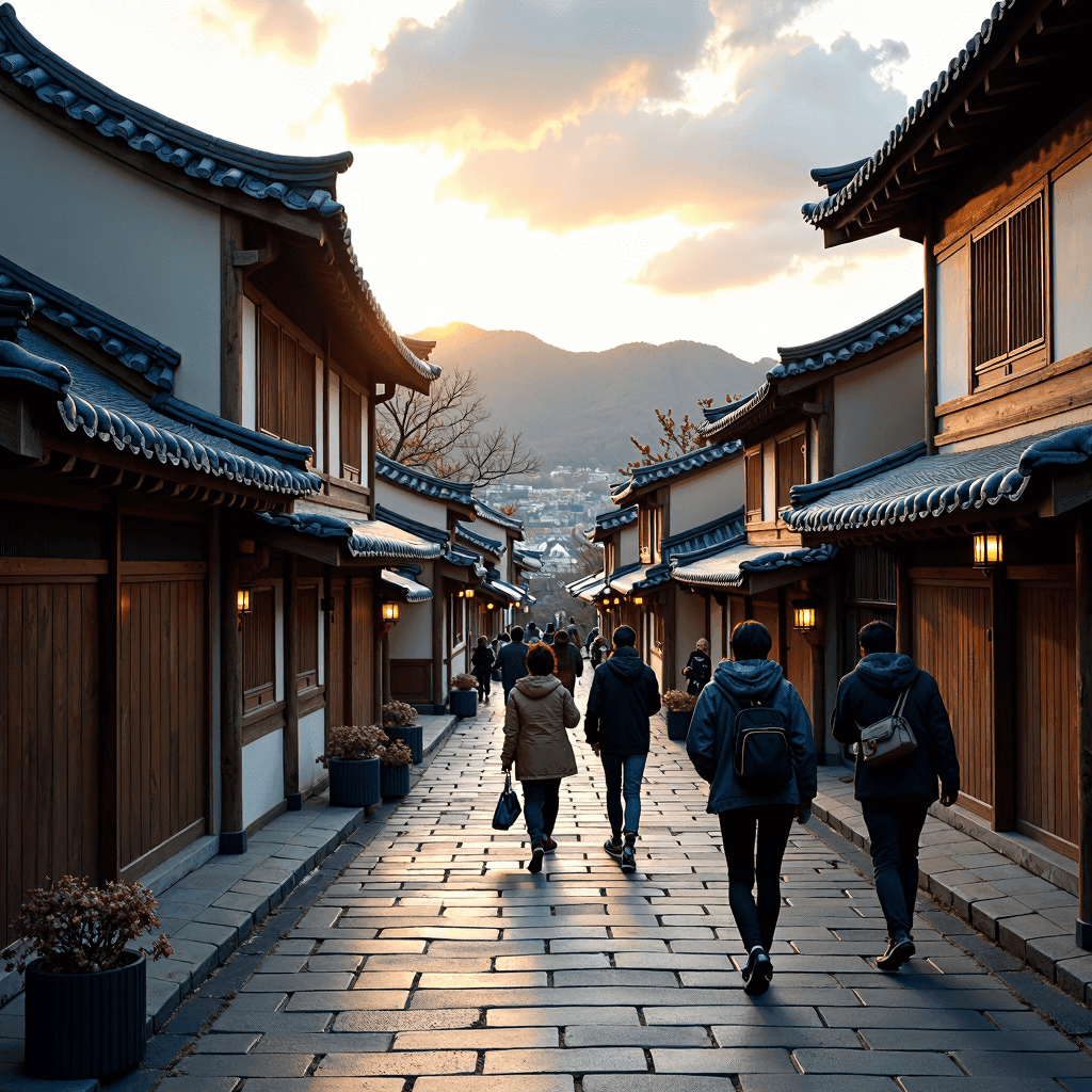 Coprifuoco turistico nel quartiere Bukchon Hanok a Seoul.